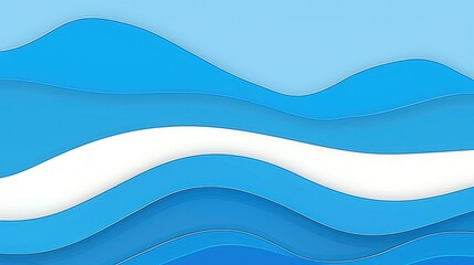 Fototapeta premium Abstract Blue Wave Paper Cut Design Background Illustration