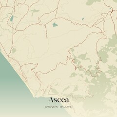 Vintage map of Ascea, Italy.