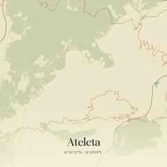 Vintage map of Ateleta, Italy.