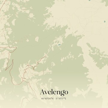 Vintage map of Avelengo, Italy.