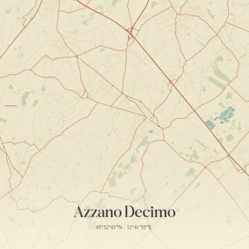 Vintage map of Azzano Decimo, Italy.