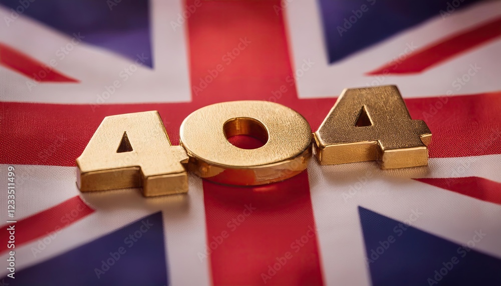 Poster 404 error code on british flag background