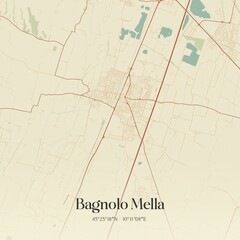 Vintage map of Bagnolo Mella, Italy.