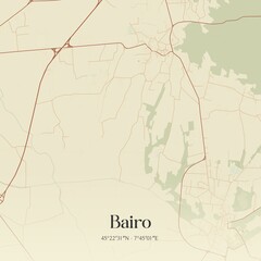 Fototapeta premium Vintage map of Bairo, Italy.