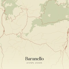 Vintage map of Baranello, Italy.