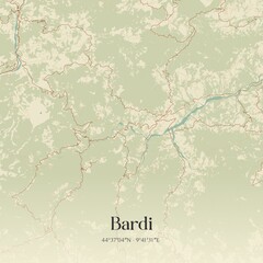 Fototapeta premium Vintage map of Bardi, Italy.