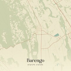 Fototapeta premium Vintage map of Barengo, Italy.