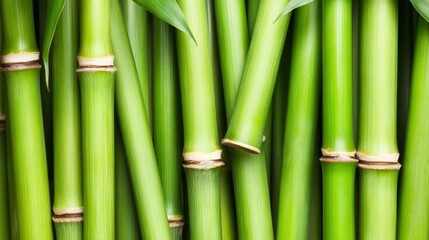 Fototapeta premium Lush Green Bamboo Stalks Close Up View