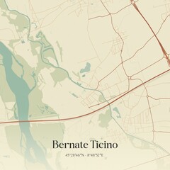 Vintage map of Bernate Ticino, Italy.
