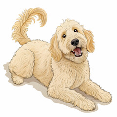 Golden doodle dog with different shapes