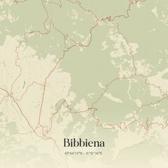 Vintage map of Bibbiena, Italy.