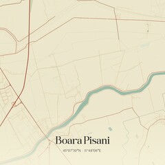Vintage map of Boara Pisani, Italy.