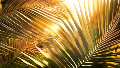 ヤシの葉が風になびくトロピカル背景