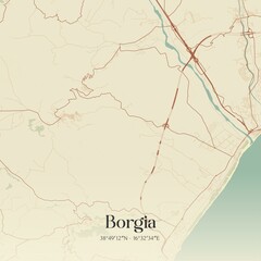 Vintage map of Borgia, Italy.