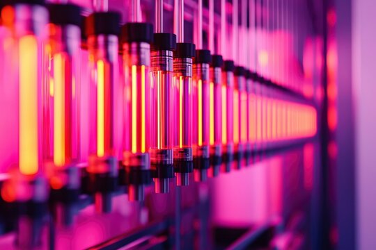 Illuminated Glass Tubes in a Technological Setting