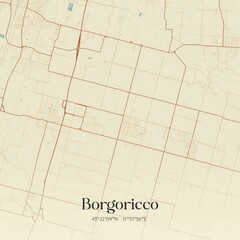 Vintage map of Borgoricco, Italy.