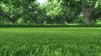Obraz premium Lush Green Grass Lawn in a Summer Park Setting