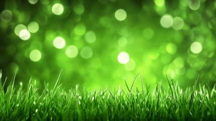 Fototapeta premium Lush Green Grass Meadow with Bokeh Background