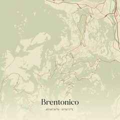 Vintage map of Brentonico, Italy.