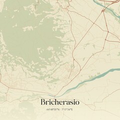 Fototapeta premium Vintage map of Bricherasio, Italy.