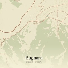 Fototapeta premium Vintage map of Bugnara, Italy.