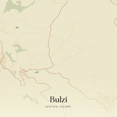 Vintage map of Bulzi, Italy.