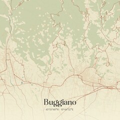 Fototapeta premium Vintage map of Buggiano, Italy.