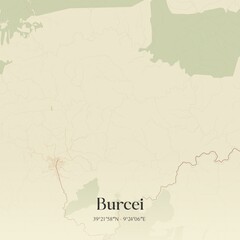 Vintage map of Burcei, Italy.