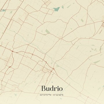 Vintage map of Budrio, Italy.