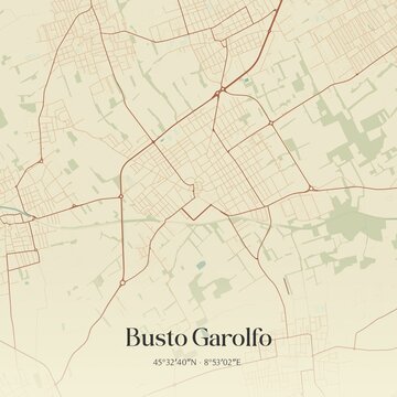 Vintage map of Busto Garolfo, Italy.