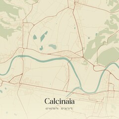 Vintage map of Calcinaia, Italy.