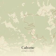 Vintage map of Calvene, Italy.