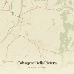 Vintage map of Calvagese Della Riviera, Italy.