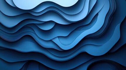 Fototapeta premium Abstract blue waves, layered design, digital art, background texture, website banner