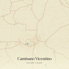 Fototapeta premium Vintage map of Camisano Vicentino, Italy.