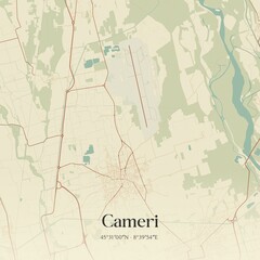 Vintage map of Cameri, Italy.