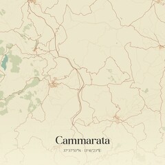 Vintage map of Cammarata, Italy.
