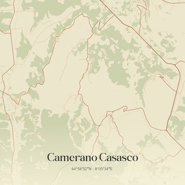 Vintage map of Camerano Casasco, Italy.
