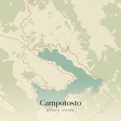 Vintage map of Campotosto, Italy.
