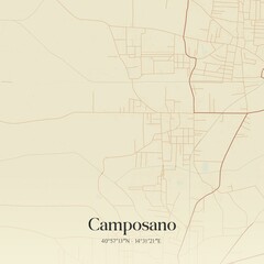 Vintage map of Camposano, Italy.