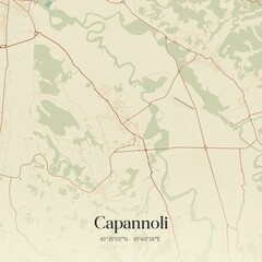 Vintage map of Capannoli, Italy.