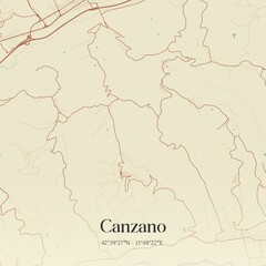 Vintage map of Canzano, Italy.