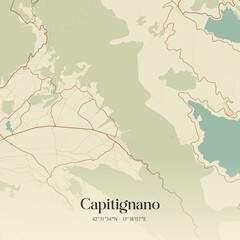 Obraz premium Vintage map of Capitignano, Italy.