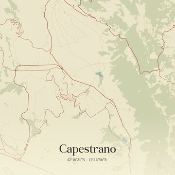 Vintage map of Capestrano, Italy.