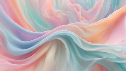 Abstract pastel-colored flowing fabric background with soft, swirling waves.