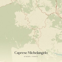 Vintage map of Caprese Michelangelo, Italy.