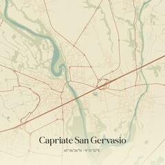 Vintage map of Capriate San Gervasio, Italy.