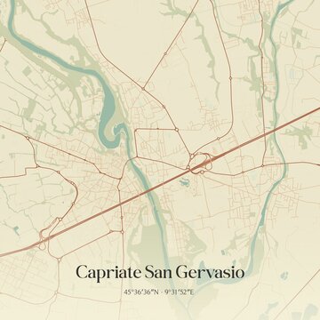 Vintage map of Capriate San Gervasio, Italy.