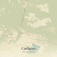 Vintage map of Carlazzo, Italy.