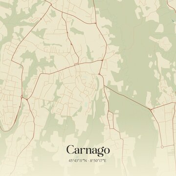 Vintage map of Carnago, Italy.